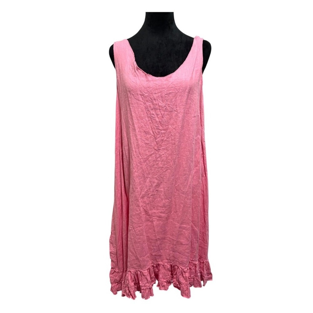 Heart's Desire Mary Grace Midi Dress Women L Pink Ruffle Hem Sleeveless